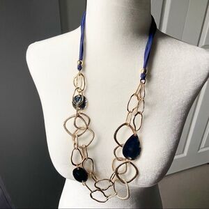 Laura Ashley Link Gold & Navy Statement Necklace